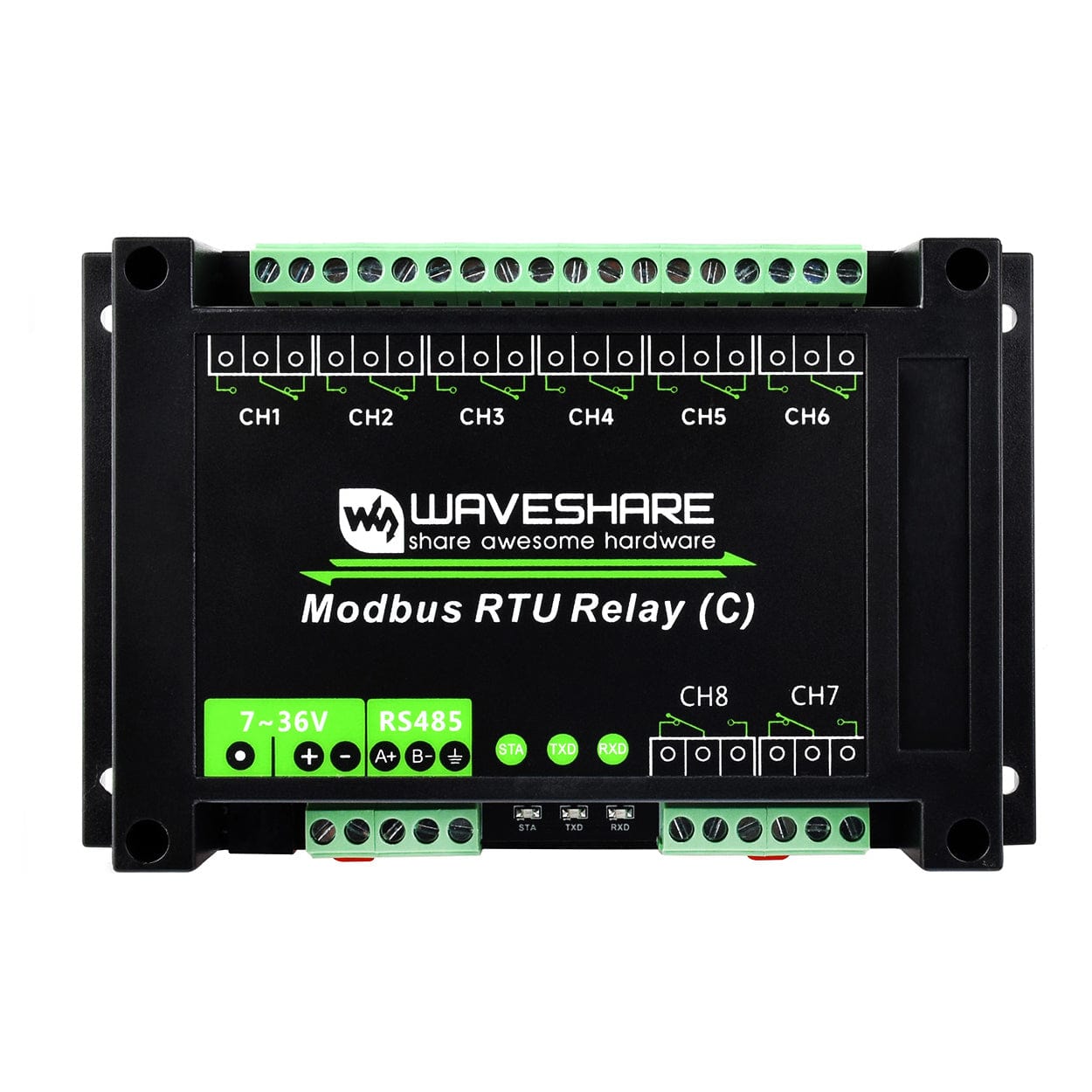 8-Channel Modbus RTU Latching Relay Module (C) with RS-485 Interface by Waveshare - The Pi Hut