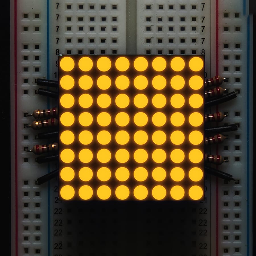 8x8 Ultra Bright Yellow-Orange LED Matrix (KWM-30881CUYB) (Small 1.2") by Adafruit - The Pi Hut