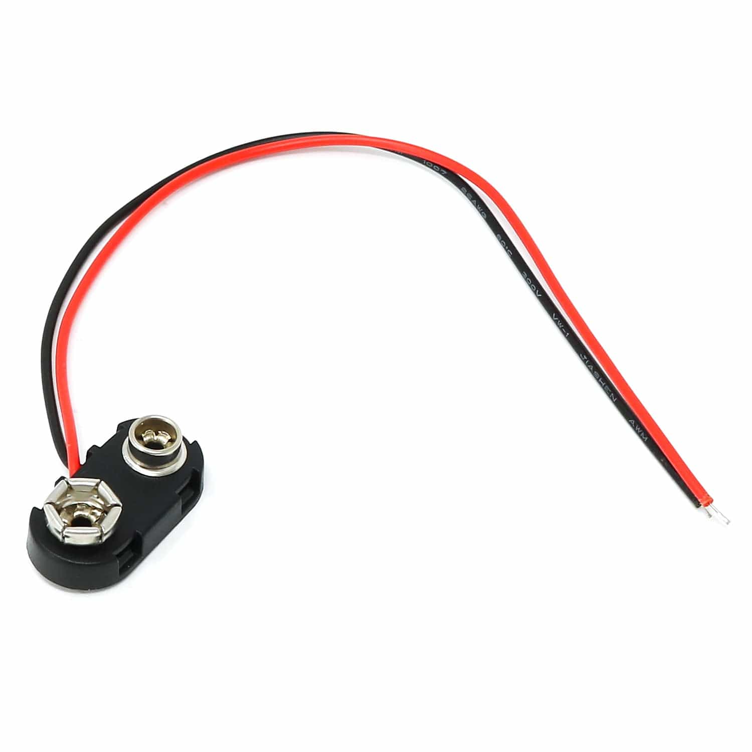 9V Battery Connector Clip with Bare Wires - The Pi Hut