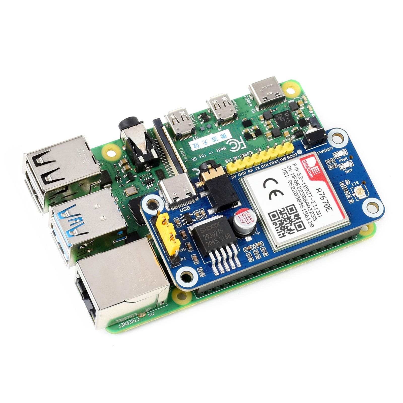 A7670E LTE Cat-1 HAT for Raspberry Pi (2G/GSM/GPRS) - The Pi Hut