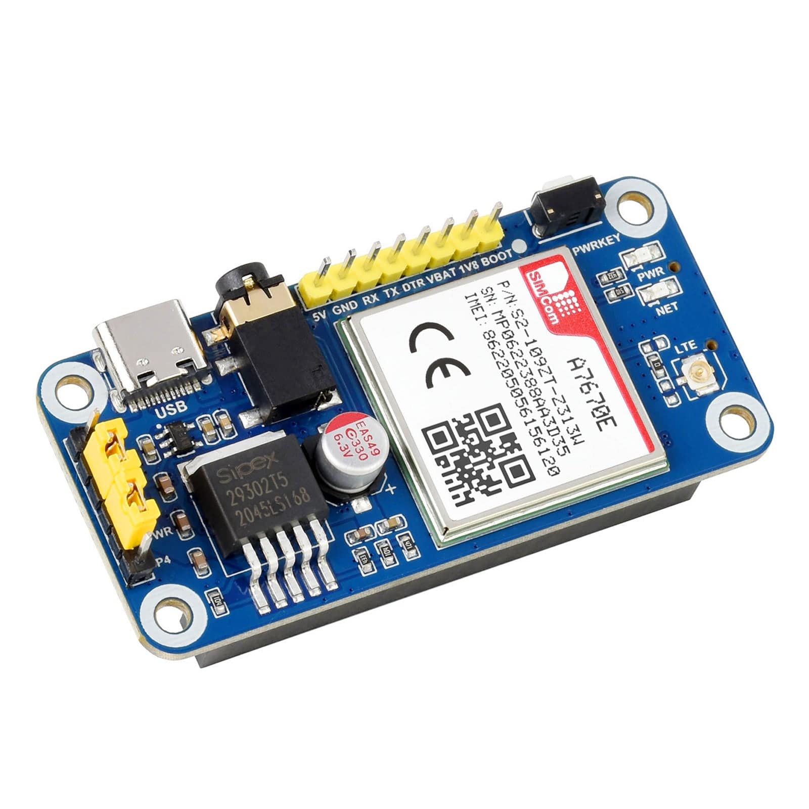 A7670E LTE Cat-1 HAT for Raspberry Pi (2G/GSM/GPRS) - The Pi Hut