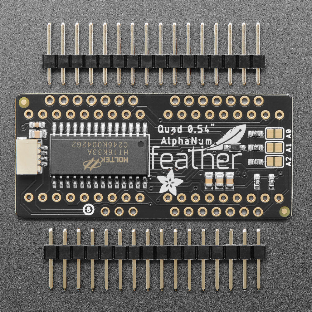 Adafruit 0.54" Quad Alphanumeric FeatherWing Display - Green by Adafruit - The Pi Hut
