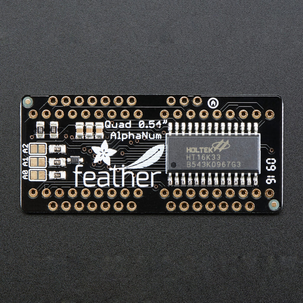 Adafruit 0.54" Quad Alphanumeric FeatherWing Display - White by Adafruit - The Pi Hut