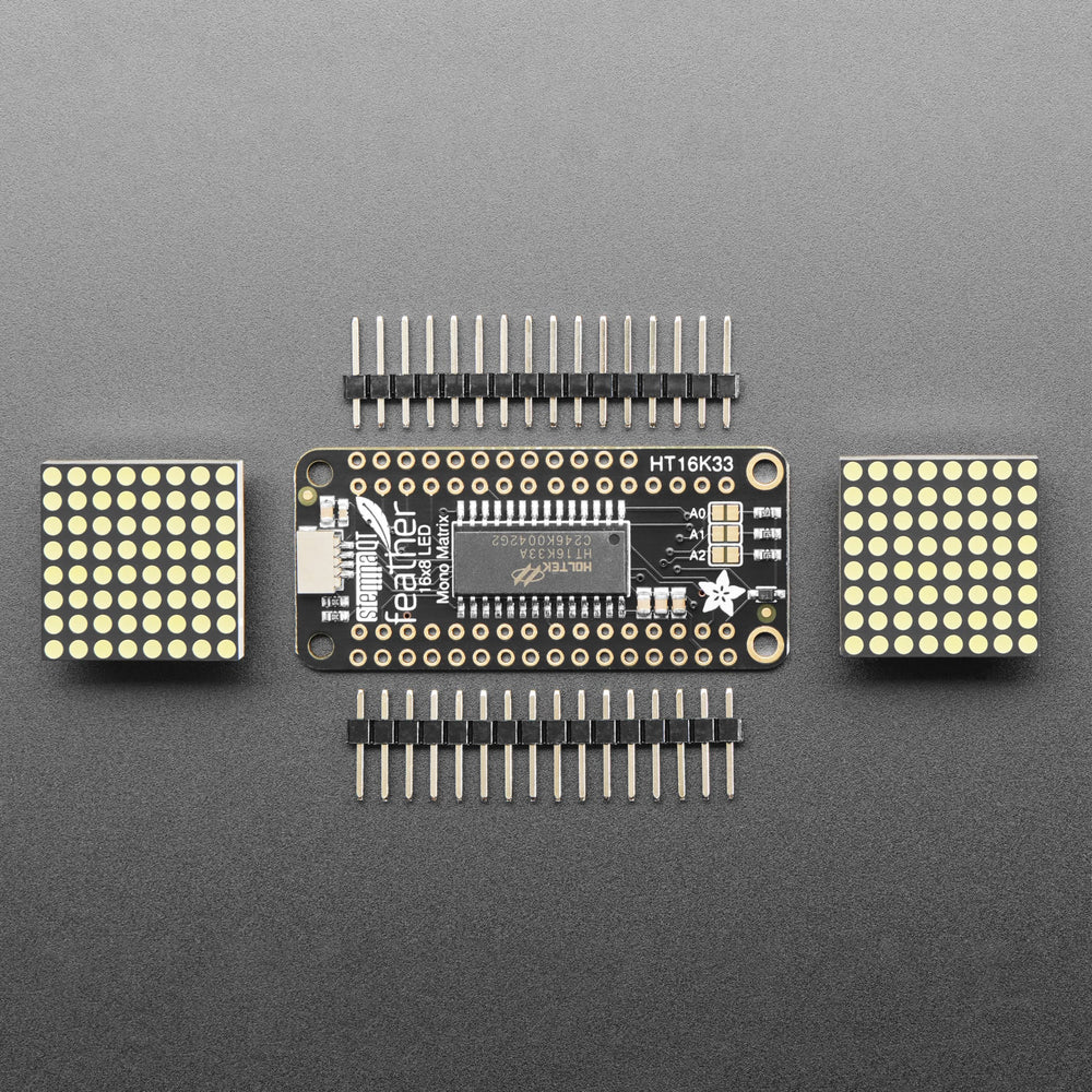 Adafruit 0.8" 8x16 LED Matrix FeatherWing Display Kit - White by Adafruit - The Pi Hut