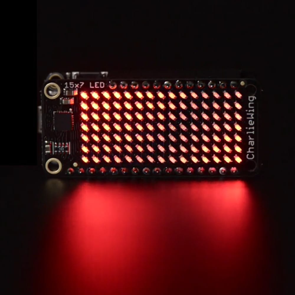 Adafruit 15x7 CharliePlex LED Matrix Display FeatherWing - Red by Adafruit - The Pi Hut