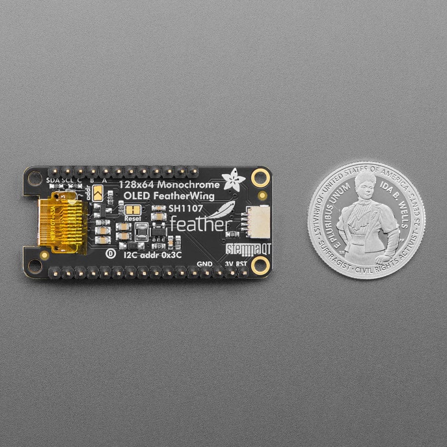 Adafruit Assembled FeatherWing OLED - 128x64 OLED Add-on