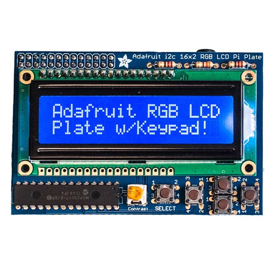 Adafruit Blue&White 16 x 2 LCD+Keypad Kit for Raspberry Pi - The Pi Hut