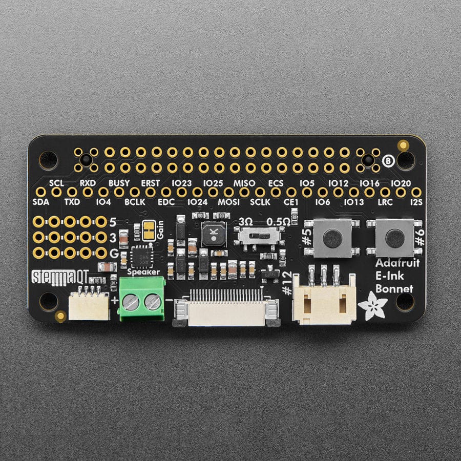 Adafruit E-Ink Bonnet for Raspberry Pi - 24-pin E-Paper Displays by Adafruit - The Pi Hut