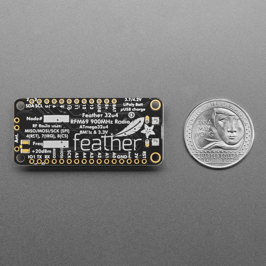 Adafruit Feather 32u4 RFM69HCW Packet Radio - 868 or 915 MHz (RadioFruit) by Adafruit - The Pi Hut