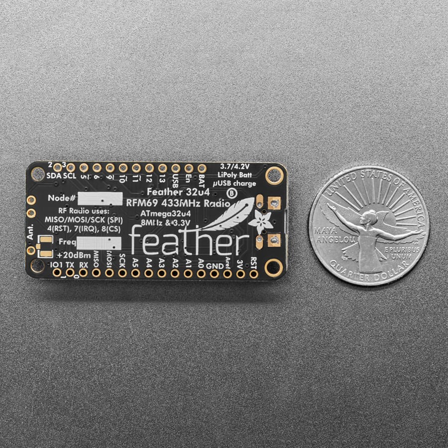 Adafruit Feather 32u4 with RFM69HCW Packet Radio - 433MHz (RadioFruit) by Adafruit - The Pi Hut