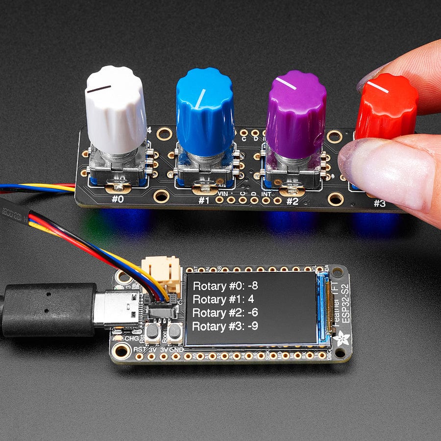 Adafruit I2C Quad Rotary Encoder Breakout with NeoPixel - STEMMA QT / Qwiic - The Pi Hut