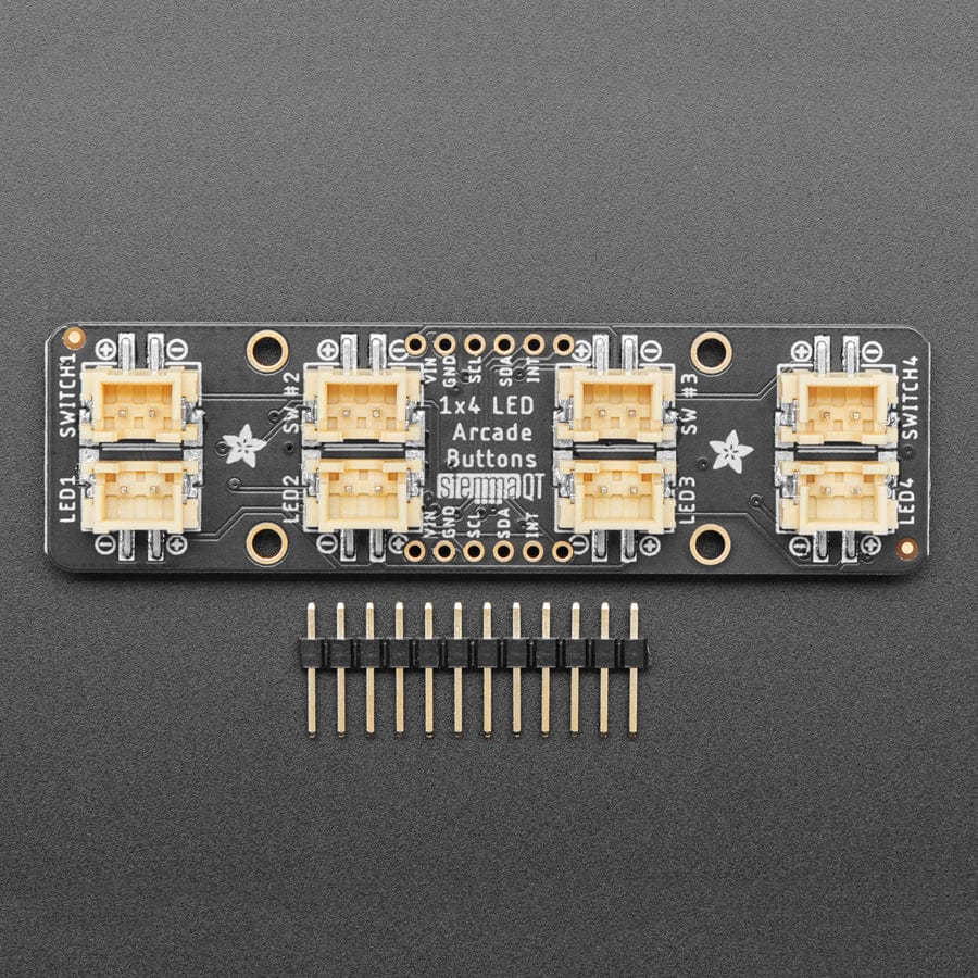 Adafruit LED Arcade Button 1x4 - STEMMA QT I2C Breakout (STEMMA QT / Qwiic) - The Pi Hut