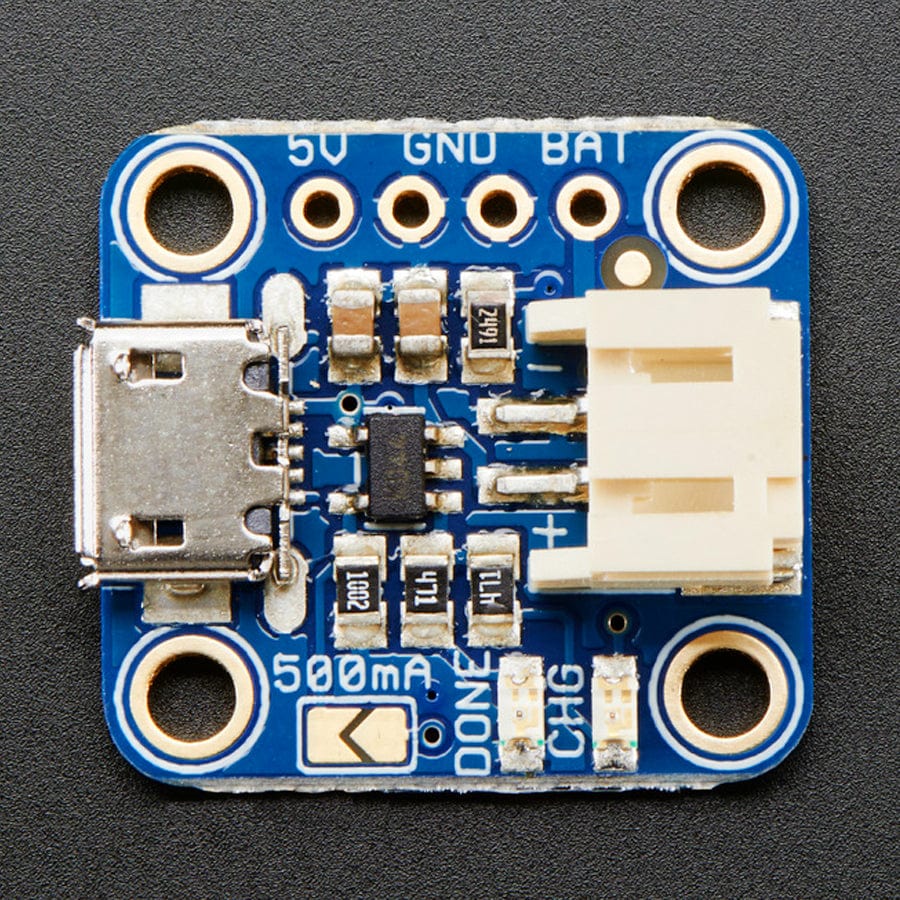 Adafruit Micro-Lipo Charger for LiPo/LiIon Batt w/MicroUSB Jack (v1) - The Pi Hut