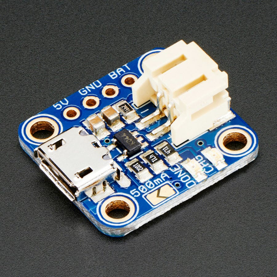 Adafruit Micro-Lipo Charger for LiPo/LiIon Batt w/MicroUSB Jack (v1) - The Pi Hut