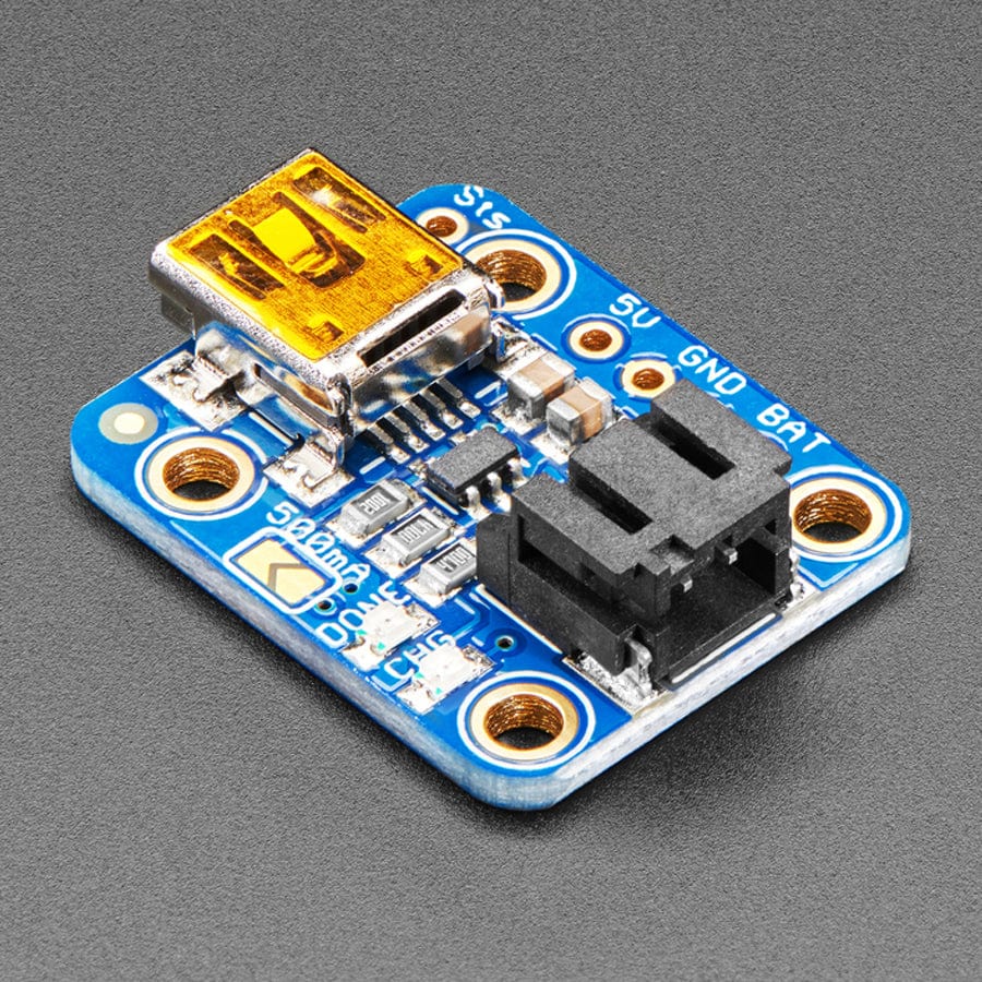 Adafruit Mini Lipo w/Mini-B USB Jack - USB LiIon/LiPoly charger (v1)