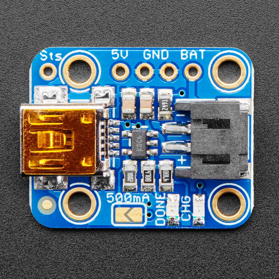 Adafruit Mini Lipo w/Mini-B USB Jack - USB LiIon/LiPoly charger (v1)