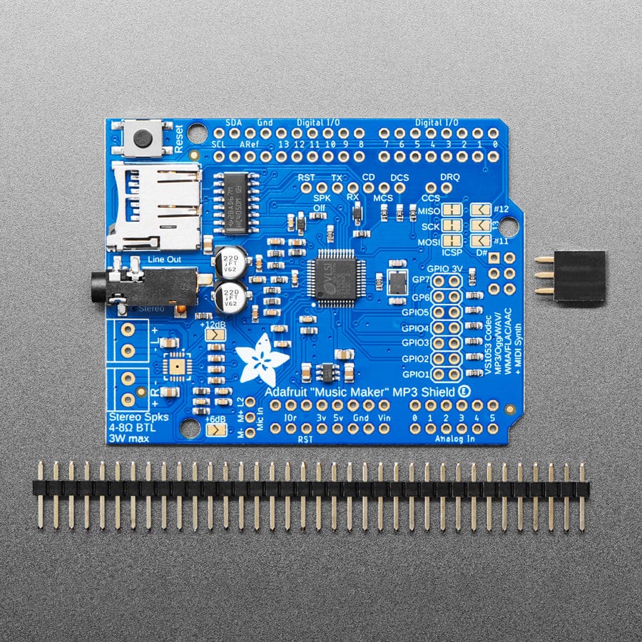 Adafruit "Music Maker" MP3 Shield for Arduino (MP3/Ogg/WAV...) - The Pi Hut