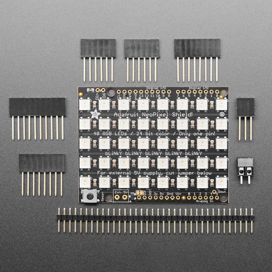 Adafruit NeoPixel Shield for Arduino - 40 RGB LED Pixel Matrix