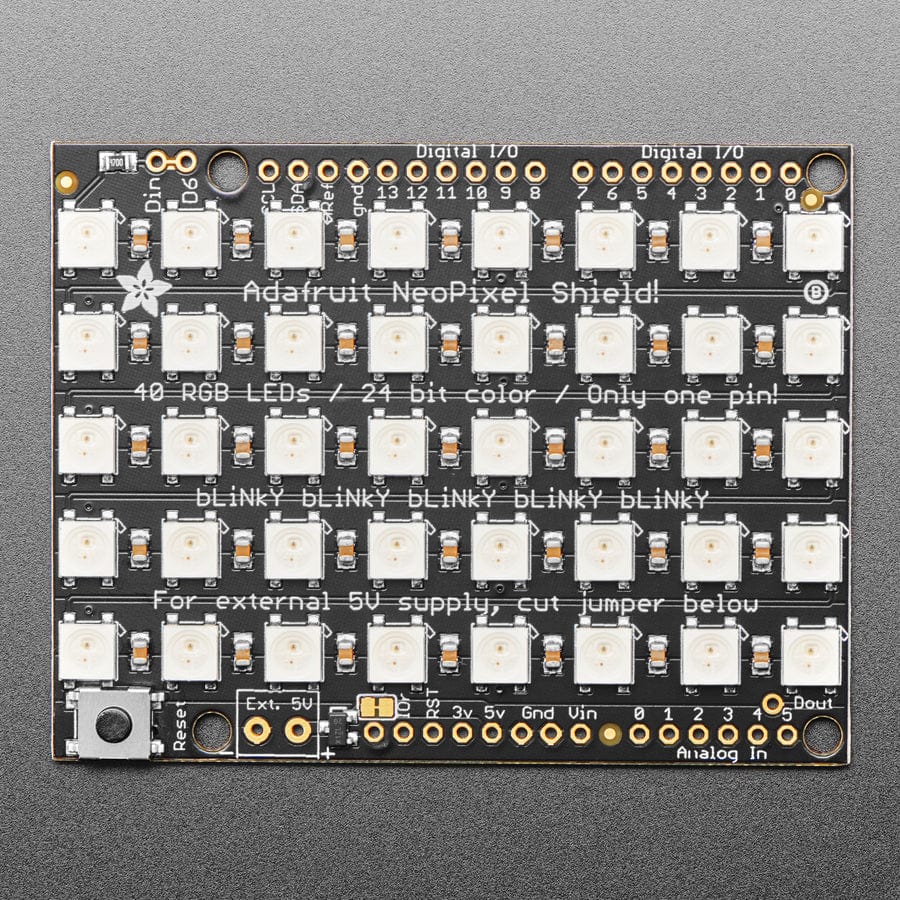 Adafruit NeoPixel Shield for Arduino - 40 RGB LED Pixel Matrix