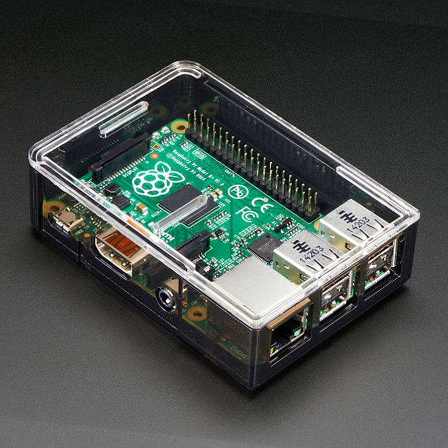 Adafruit Raspberry Pi B+ / Pi 2 / Pi 3 Case - Smoke Base - with Clear Top - The Pi Hut