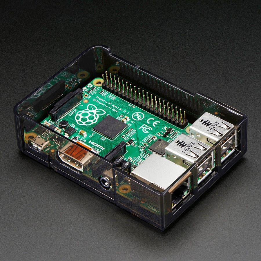 Adafruit Raspberry Pi B+ / Pi 2 / Pi 3 Case - Smoke Base - with Clear Top