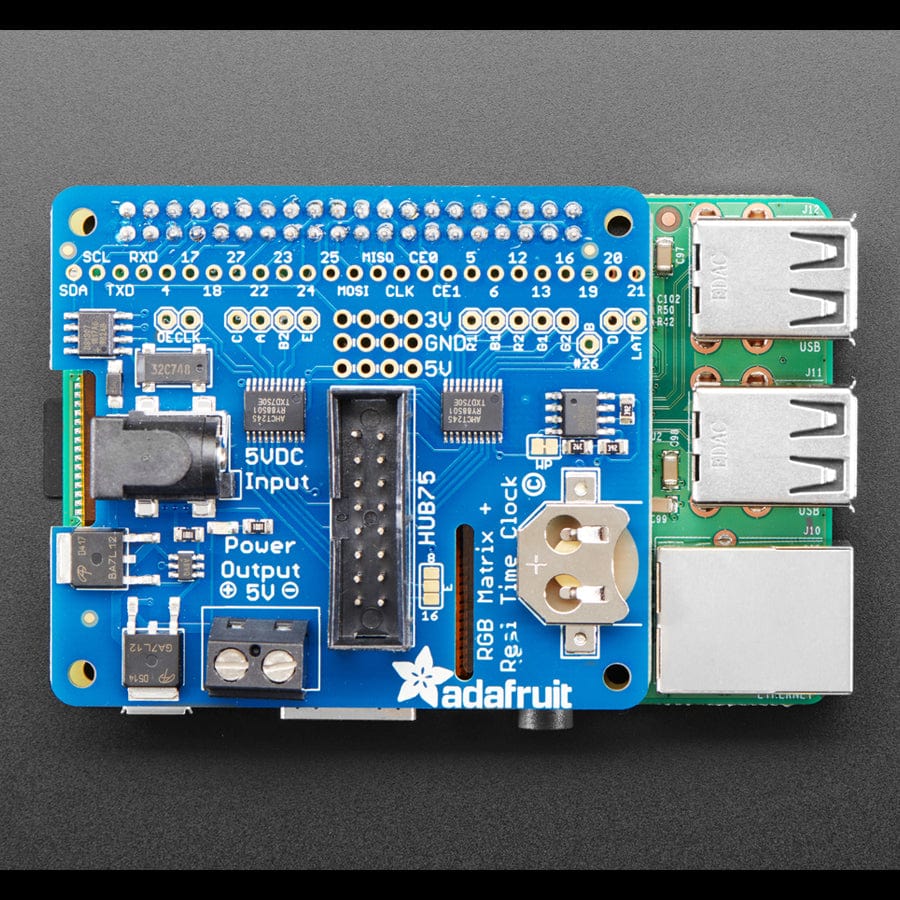 Adafruit RGB Matrix HAT + RTC for Raspberry Pi - Mini Kit by Adafruit - The Pi Hut