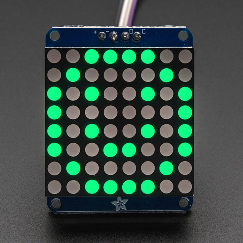 Adafruit Small 1.2" 8x8 LED Matrix w/I2C Backpack - Pure Green