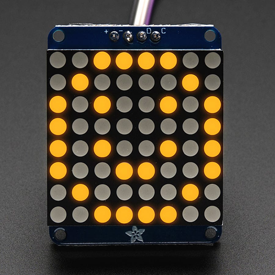 Adafruit Small 1.2" 8x8 LED Matrix w/I2C Backpack - Yellow - The Pi Hut