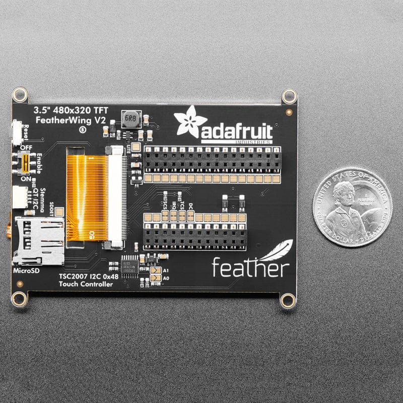 Adafruit TFT FeatherWing - 3.5" 480x320 Touchscreen for Feathers - V2 with TSC2007 - The Pi Hut