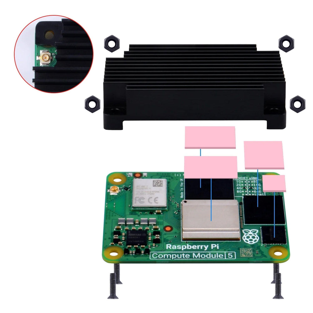 Aluminium CNC Heatsink for Raspberry Pi Compute Module 5 by 52Pi - The Pi Hut