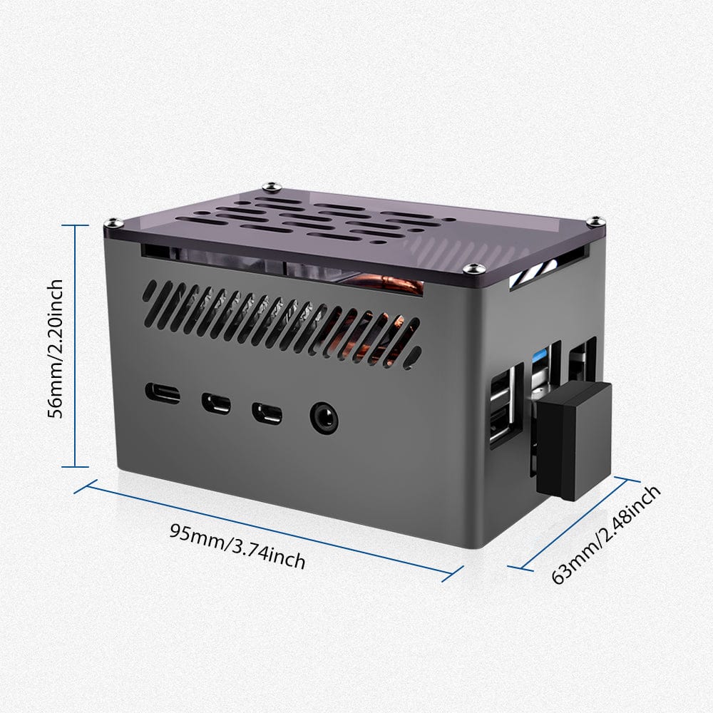 Aluminium Pi 4 NAS Case with Low-Profile ICE Tower Cooler - The Pi Hut