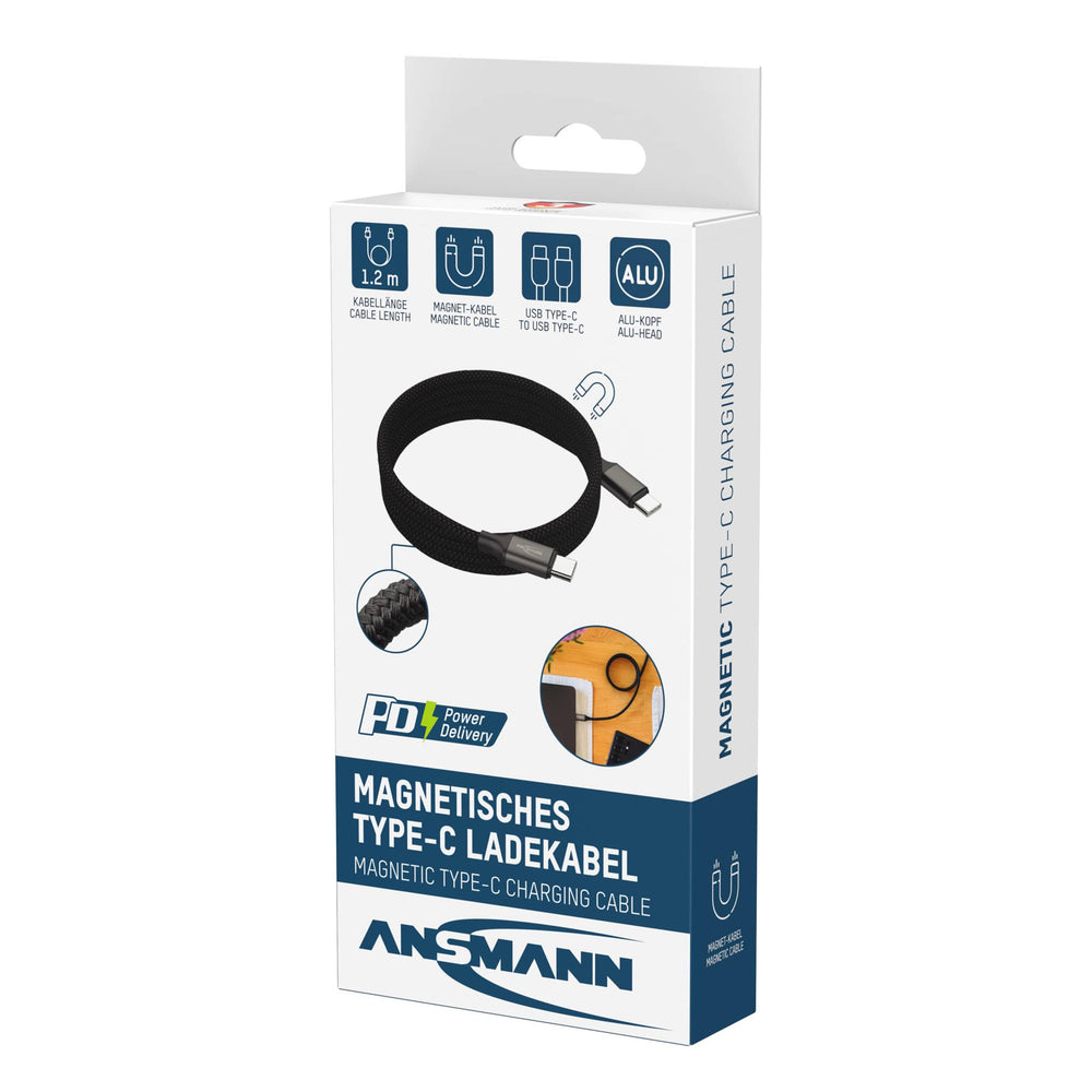 ANSMANN Magnetic USB-C to USB-C Cable - 120cm by ANSMANN - The Pi Hut