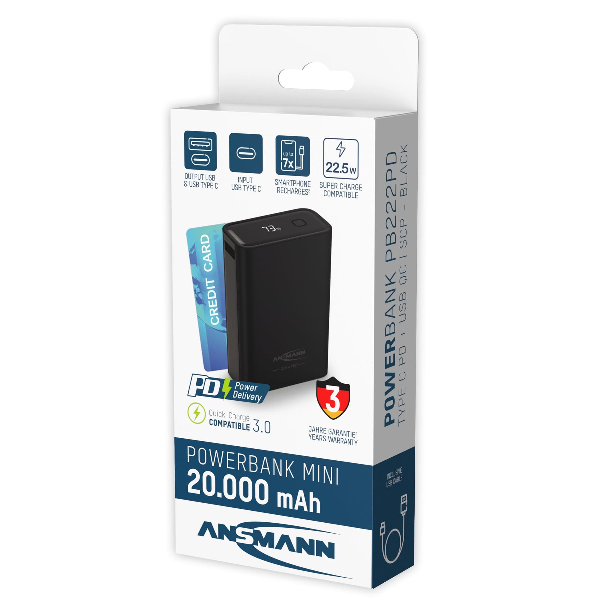 ANSMANN PB222PD 20,000mAh 22.5W PD Power Bank by ANSMANN - The Pi Hut