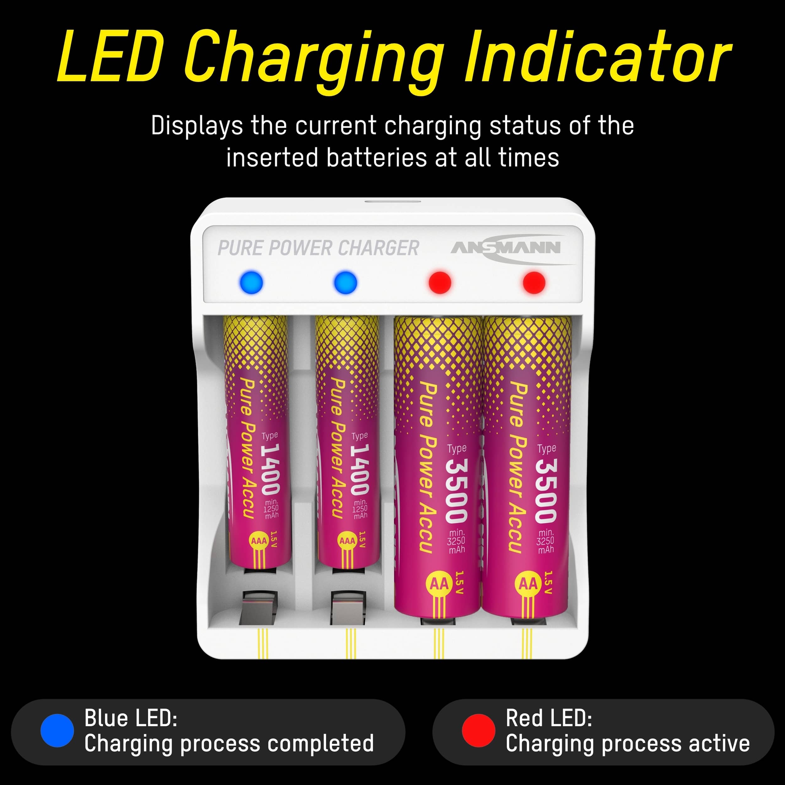 Ansmann Pure Power Combo - 4 x AA Batteries + Charging Module by ANSMANN - The Pi Hut