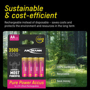 Ansmann Pure Power Li-Ion Batteries - AA 1.5V 3500mAh - Pack of 4 by ANSMANN - The Pi Hut