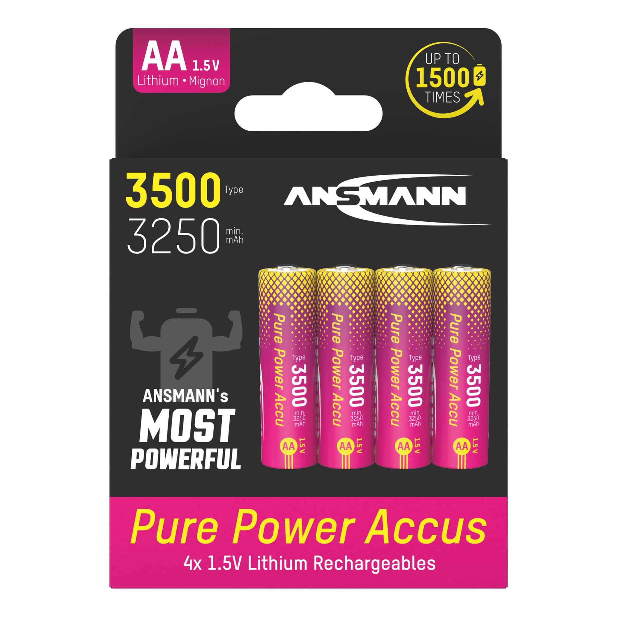 Ansmann Pure Power Li-Ion Batteries - AA 1.5V 3500mAh - Pack of 4 by ANSMANN - The Pi Hut