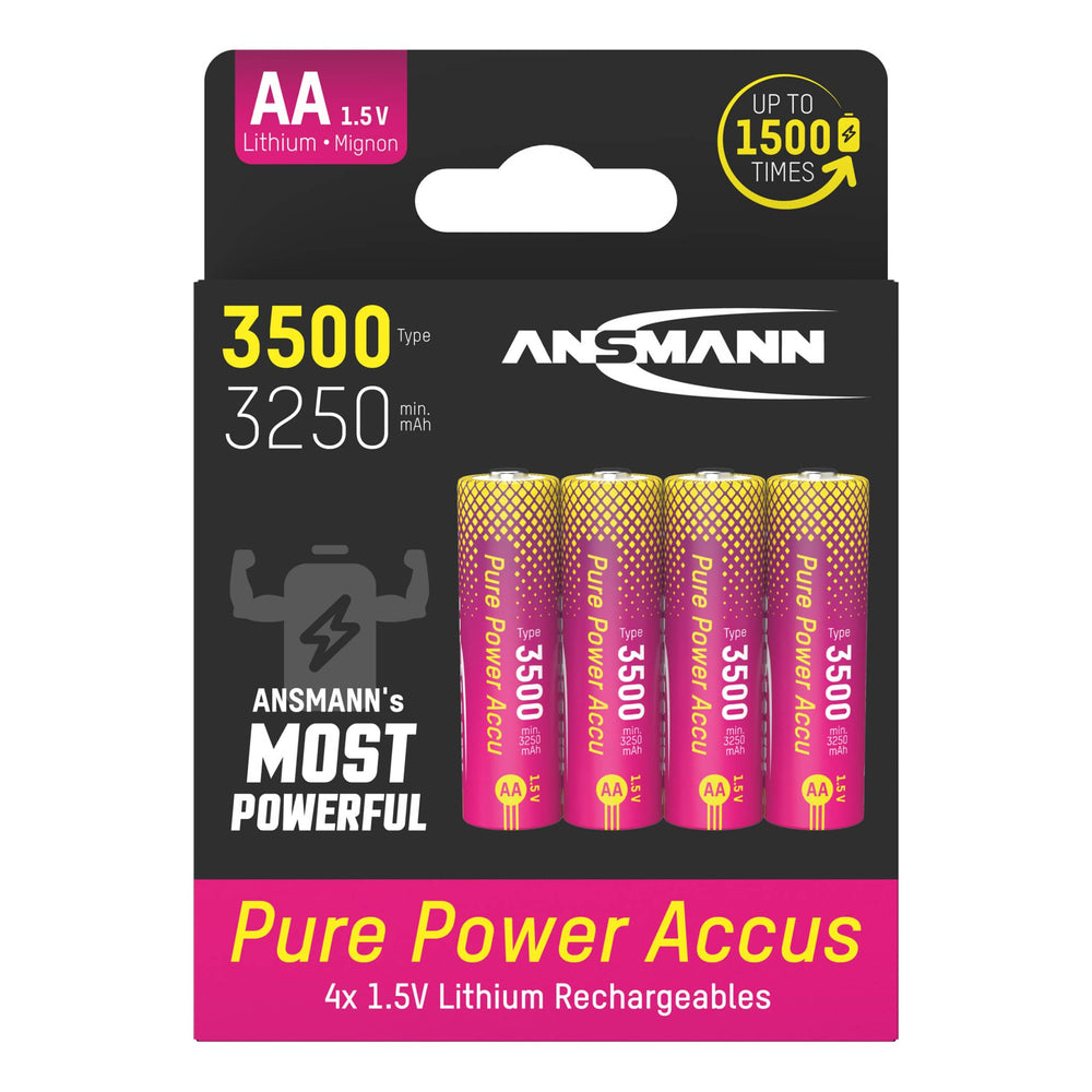 Ansmann Pure Power Li-Ion Batteries - AA 1.5V 3500mAh - Pack of 4 by ANSMANN - The Pi Hut