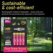 Ansmann Pure Power Li-Ion Batteries - AAA 1.5V 1400mAh - Pack of 4 by ANSMANN - The Pi Hut