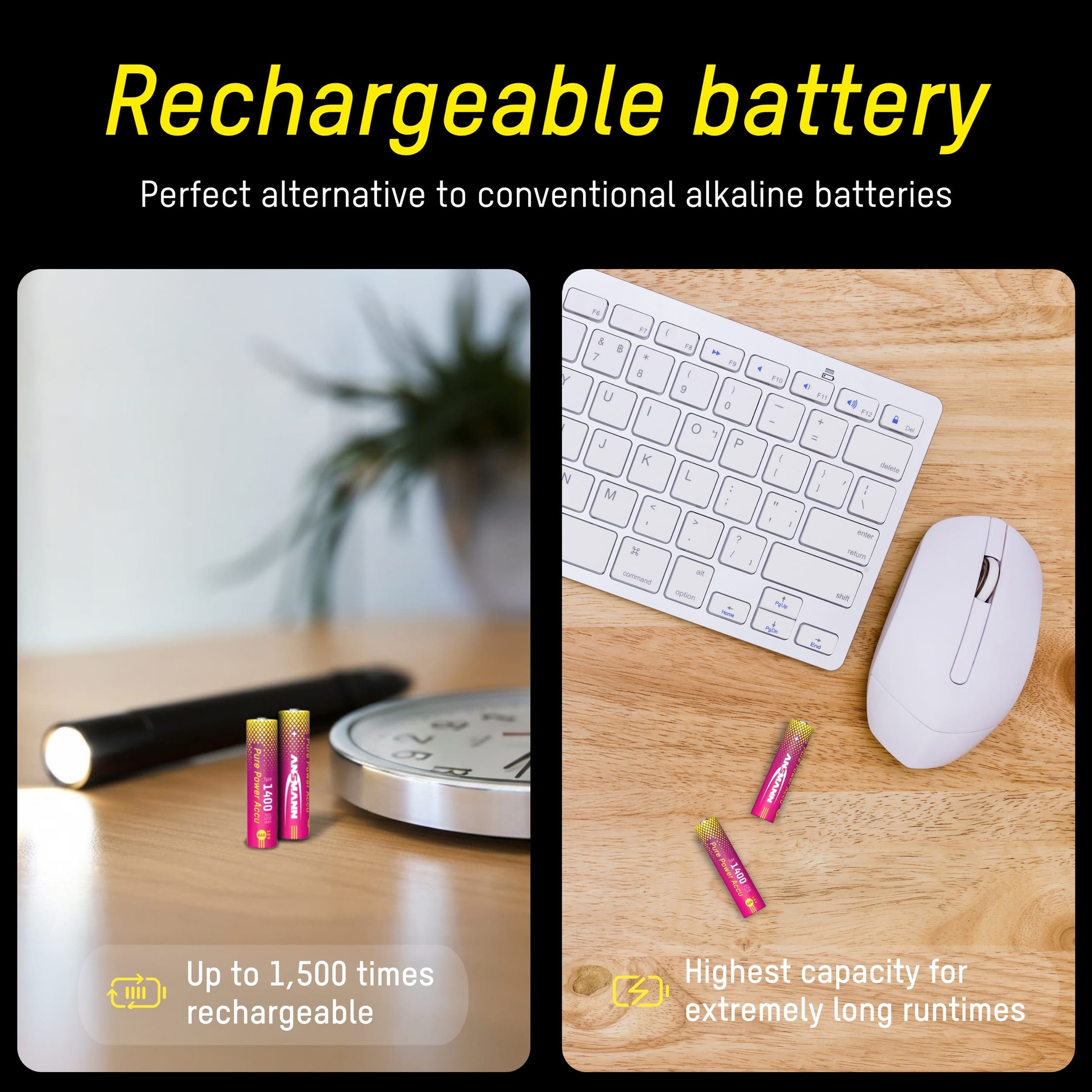 Ansmann Pure Power Li-Ion Batteries - AAA 1.5V 1400mAh - Pack of 4 by ANSMANN - The Pi Hut