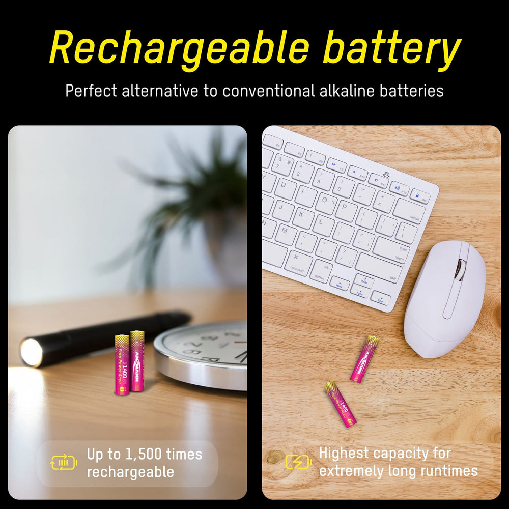 Ansmann Pure Power Li-Ion Batteries - AAA 1.5V 1400mAh - Pack of 4 by ANSMANN - The Pi Hut