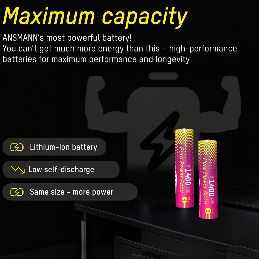 Ansmann Pure Power Li-Ion Batteries - AAA 1.5V 1400mAh - Pack of 4 by ANSMANN - The Pi Hut