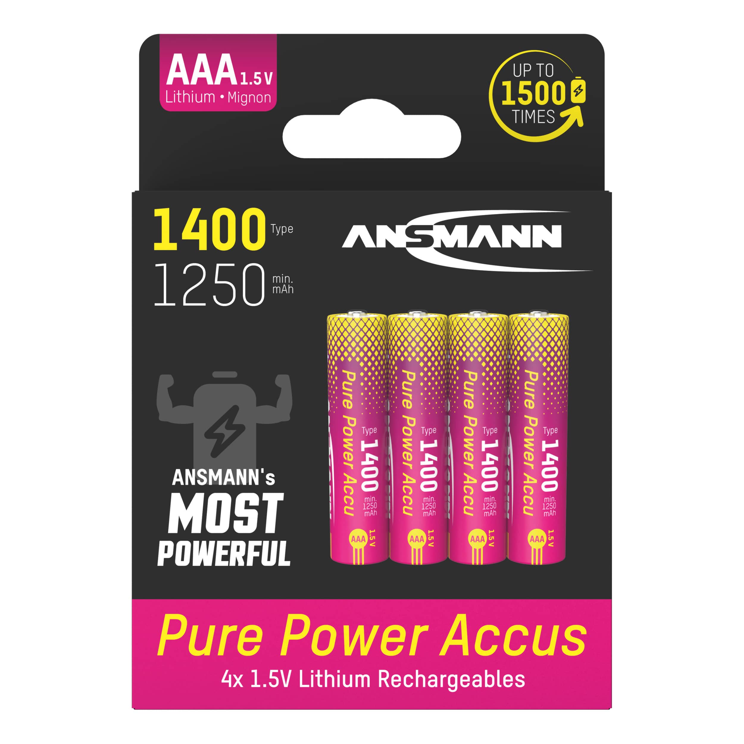 Ansmann Pure Power Li-Ion Batteries - AAA 1.5V 1400mAh - Pack of 4 by ANSMANN - The Pi Hut