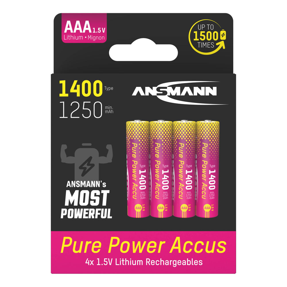 Ansmann Pure Power Li-Ion Batteries - AAA 1.5V 1400mAh - Pack of 4 by ANSMANN - The Pi Hut