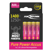Ansmann Pure Power Li-Ion Batteries - AAA 1.5V 1400mAh - Pack of 4 by ANSMANN - The Pi Hut