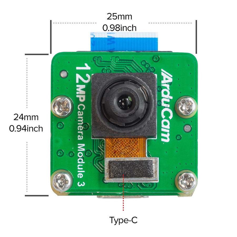 Arducam 12MP IMX708 USB-C UVC Fixed-Focus Camera Module with Microphone ...