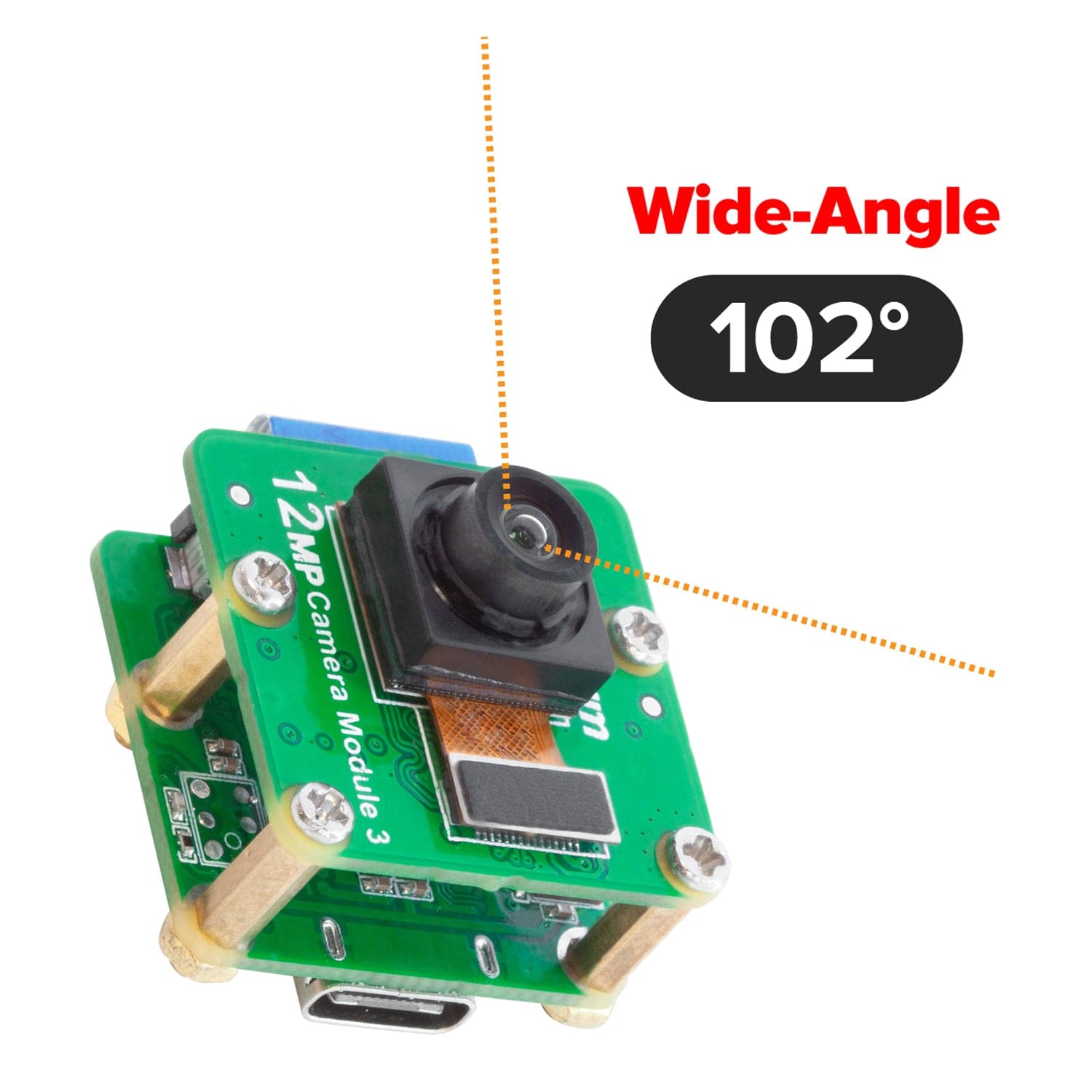 Arducam Wide Angle 12MP IMX708 USB-C UVC Fixed-Focus Camera Module with Microphone - The Pi Hut