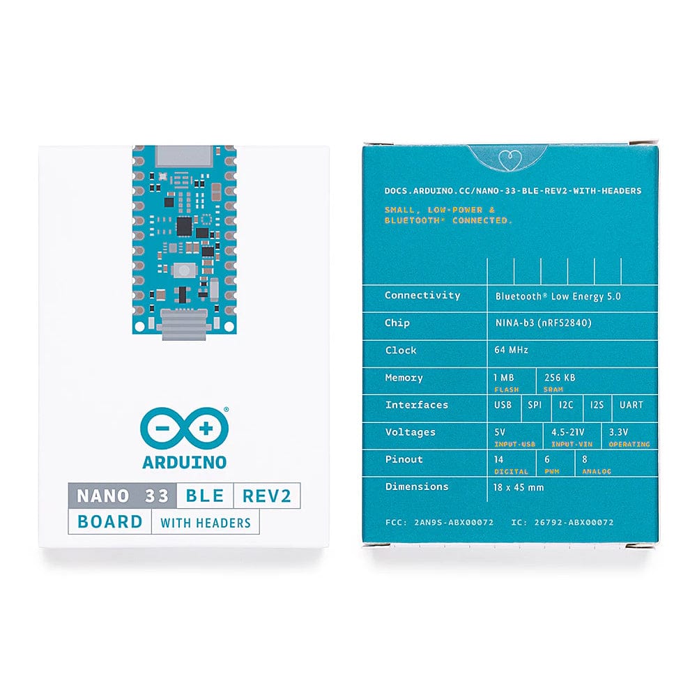 Arduino Nano 33 BLE Rev2 (with headers)