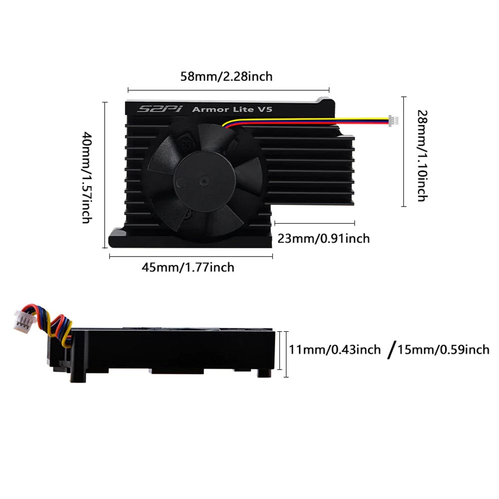 Armor Lite V5 Heatsink With 3510 Fan For Raspberry Pi 5 - The Pi Hut