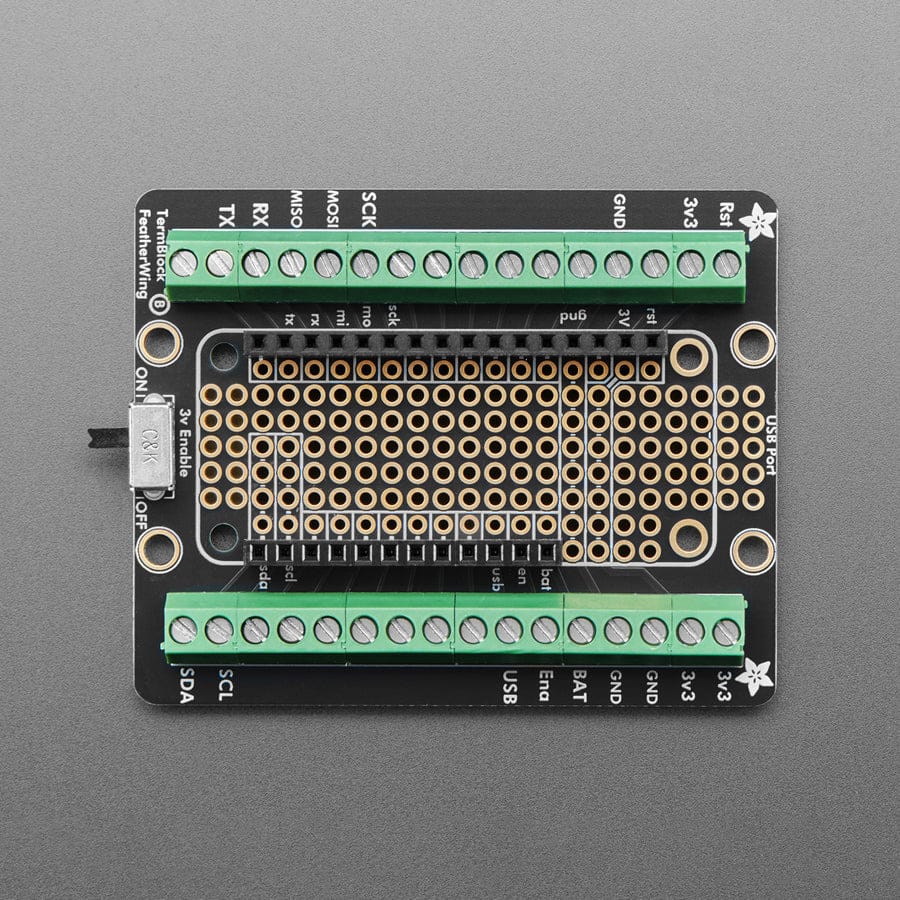 Assembled Terminal Block Breakout FeatherWing for all Feathers by Adafruit - The Pi Hut