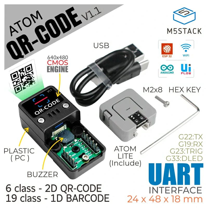 ATOM 2D/1D Barcode Scanner Kit v1.1 - The Pi Hut